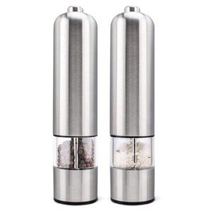 2-Pack Electric Salt & Pepper Grinder Set, Stainless Steel